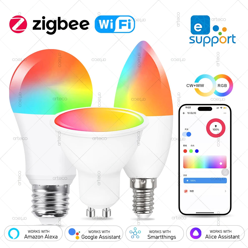 Smart RGB WiFi Bulb – Compatible Alexa & Google